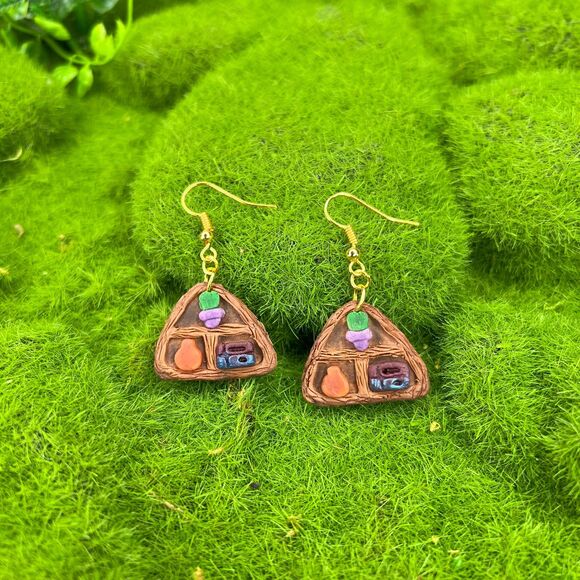 Little Shelf Polymer Clay Hypoallergenic Silver Tone Handmade Dangle Earrings - Picture 6 of 10